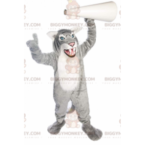 Costume de mascotte BIGGYMONKEY™ de tigre gris et blanc