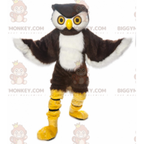 BIGGYMONKEY™ maskotdräkt av brun och vit uggla, nattfågeldräkt