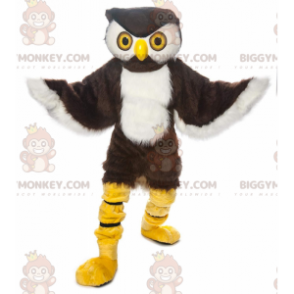 Costume de mascotte BIGGYMONKEY™ de hibou marron et blanc