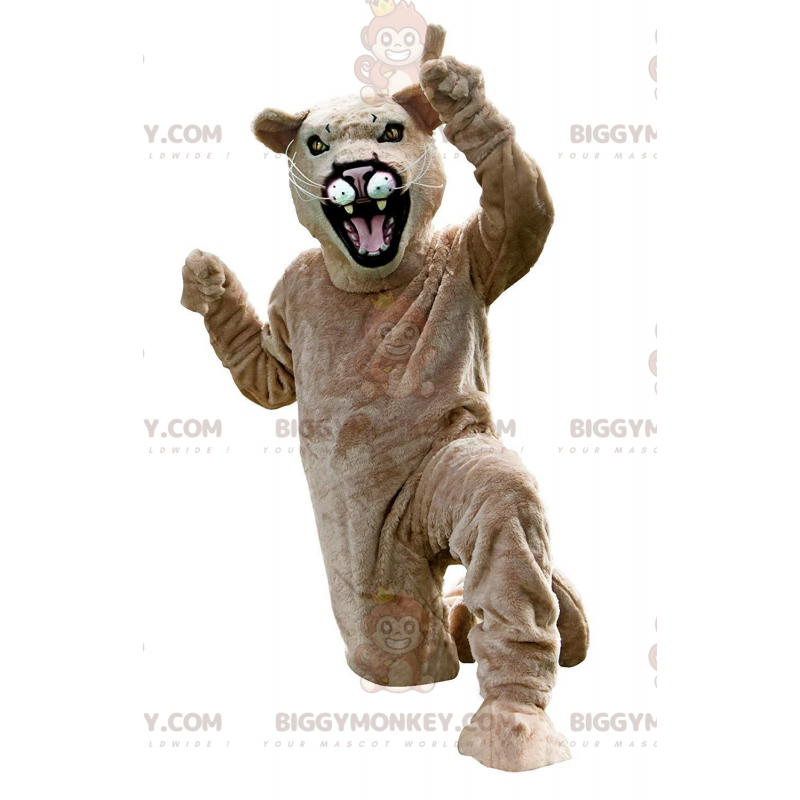 BIGGYMONKEY™ costume da mascotte di puma beige, puma