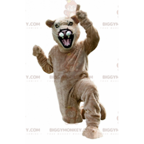 BIGGYMONKEY™ maskot kostume af beige cougar, cougar, tiger