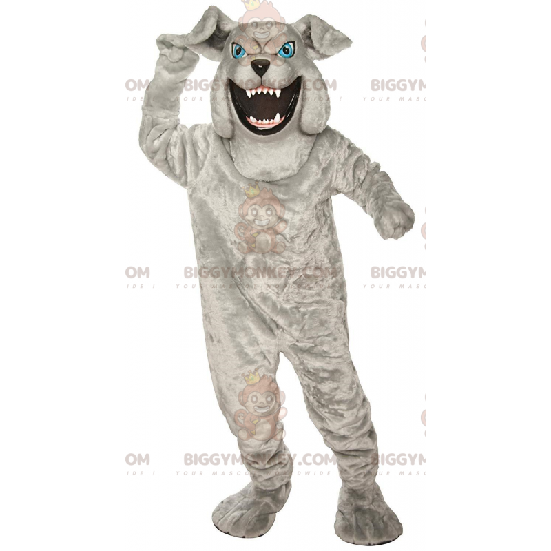 Costume de mascotte BIGGYMONKEY™ de bulldog gris à l'air