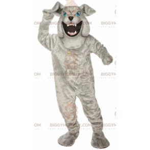 Costume de mascotte BIGGYMONKEY™ de bulldog gris à l'air