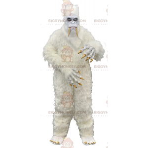Giant Creepy White Yeti BIGGYMONKEY™ maskotdräkt, monsterdräkt
