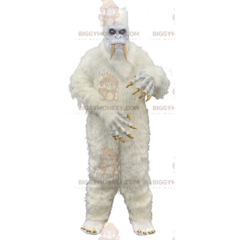 Riesiger gruseliger weißer Yeti BIGGYMONKEY™ Maskottchenkostüm