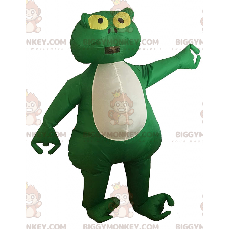 Grün-weißer Frosch BIGGYMONKEY™ Maskottchen-Kostüm