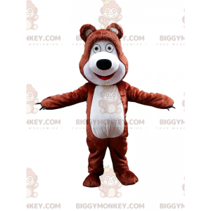 Bruine en witte teddybeer BIGGYMONKEY™ mascottekostuum