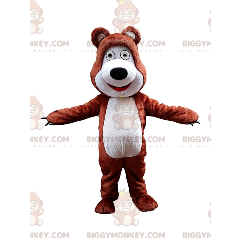 Bruine en witte teddybeer BIGGYMONKEY™ mascottekostuum