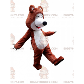 Bruine en witte teddybeer BIGGYMONKEY™ mascottekostuum