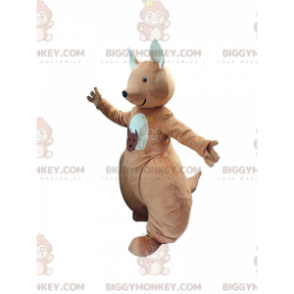 BIGGYMONKEY™ Costume da mascotte Canguro marrone e bianco con