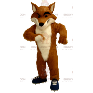 Fantasia de mascote BIGGYMONKEY™ de raposa laranja e branca com