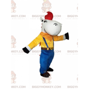 Traje de mascote BIGGYMONKEY™ de cavalo branco com roupa