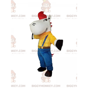 Disfraz de mascota BIGGYMONKEY™ de caballo blanco con atuendo