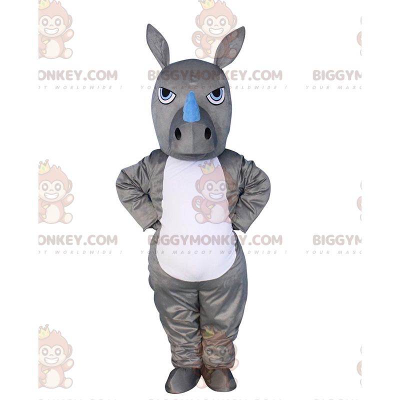 BIGGYMONKEY™ mascot costume gray and white rhino, wild animal