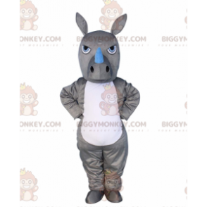 Costume de mascotte BIGGYMONKEY™ de rhinocéros gris et blanc