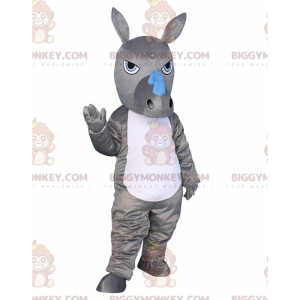 BIGGYMONKEY™ costume da mascotte rinoceronte grigio e bianco