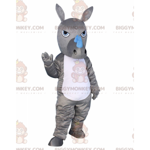 Costume de mascotte BIGGYMONKEY™ de rhinocéros gris et blanc