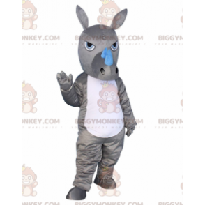 Traje de mascote BIGGYMONKEY™ rinoceronte cinza e branco, traje