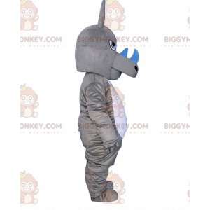 BIGGYMONKEY™ maskot kostume gråt og hvidt næsehorn, kostume til