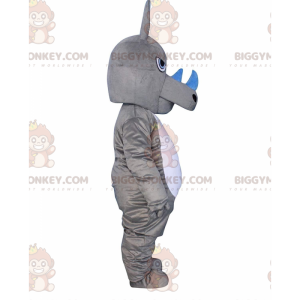 Traje de mascote BIGGYMONKEY™ rinoceronte cinza e branco, traje