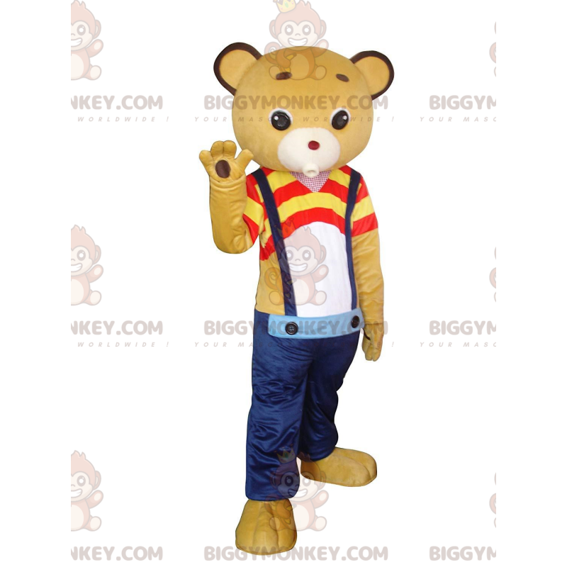 Gul bamse BIGGYMONKEY™ maskotkostume med jeans og farverigt