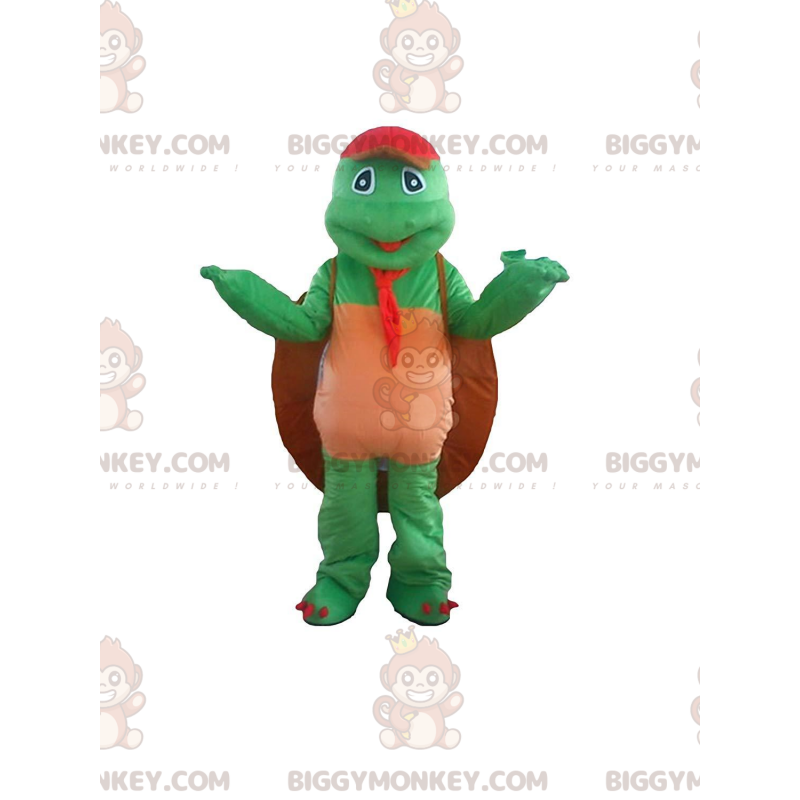 Green Turtle BIGGYMONKEY™ Mascot Costume with Large Shell -