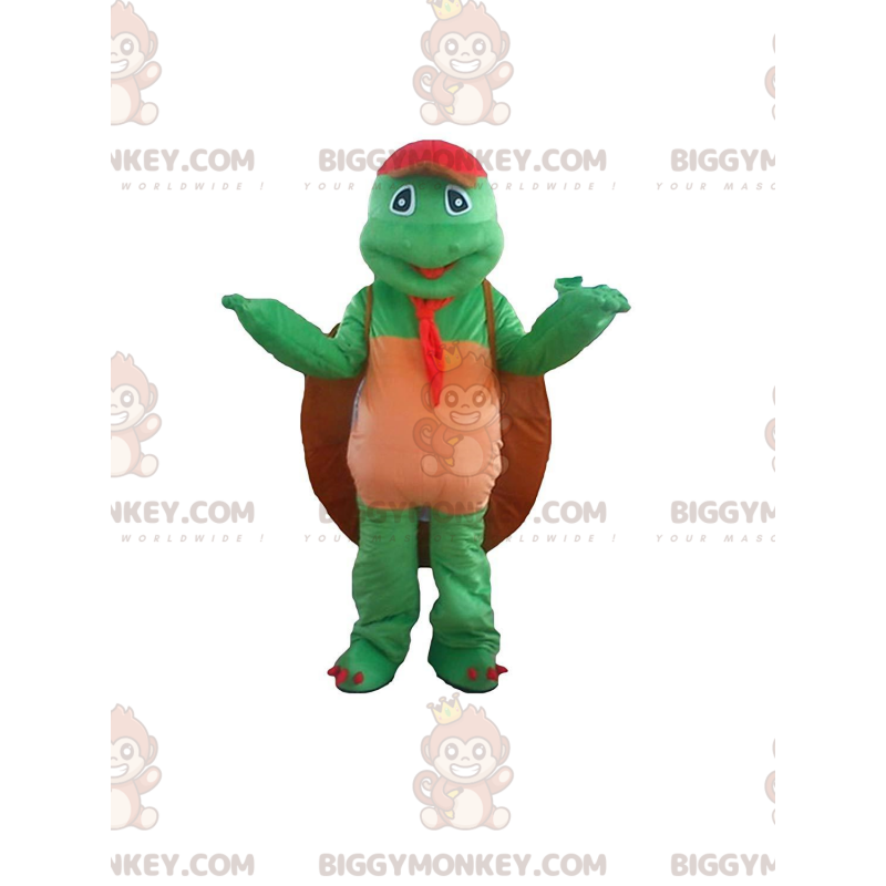 Grön sköldpadda BIGGYMONKEY™ maskotdräkt med stort skal -