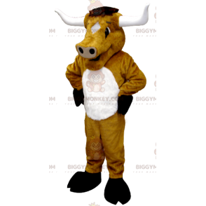 Costume de mascotte BIGGYMONKEY™ de vache marron de taureau de