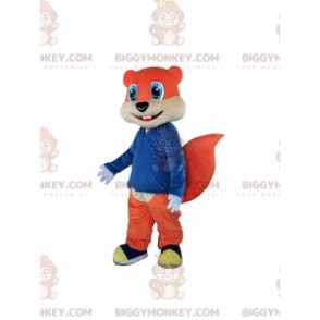 Fantasia de mascote de esquilo laranja com lindos olhos azuis