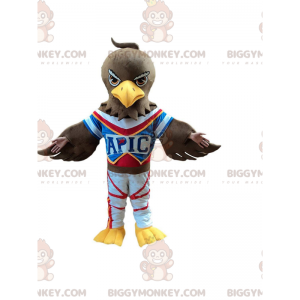 BIGGYMONKEY™ mascot costume of brown eagle in sportswear