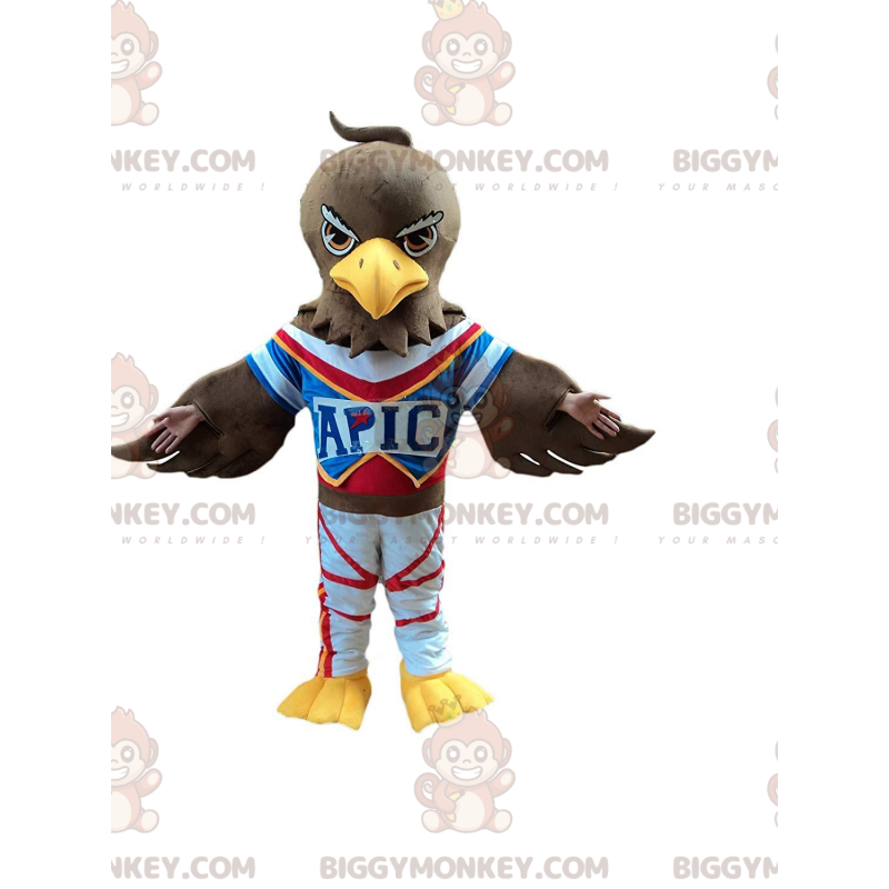 BIGGYMONKEY™ mascot costume of brown eagle in sportswear