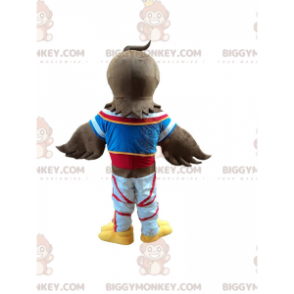 BIGGYMONKEY™ mascot costume of brown eagle in sportswear