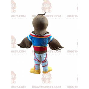 BIGGYMONKEY™ Maskottchenkostüm brauner Adler in Sportkleidung