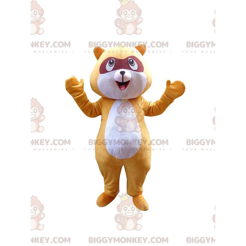 BIGGYMONKEY™ yellow raccoon mascot costume, forest animal