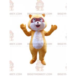 Traje de mascote de guaxinim amarelo BIGGYMONKEY™, fantasia de