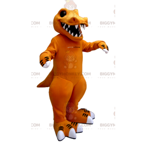 Costume de mascotte BIGGYMONKEY™ de dinosaure orange et blanc