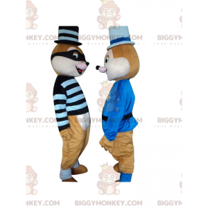 Duo de mascottes BIGGYMONKEY™ d'écureuils, un prisonnier et un
