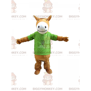 Ruskeavalkoinen hevonen BIGGYMONKEY™ maskottiasu, hevosasu -