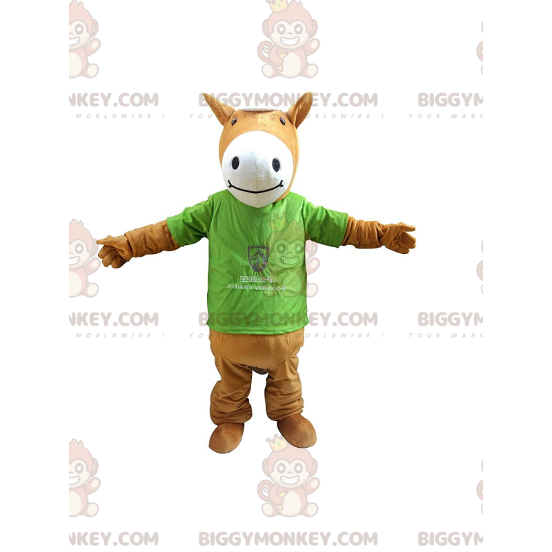 Costume de mascotte BIGGYMONKEY™ de cheval marron et blanc