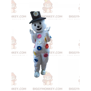 BIGGYMONKEY™ Costume da mascotte Pupazzo di neve con fiori e