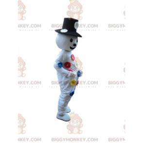 BIGGYMONKEY™ Maskottchen Kostüm Schneemann mit Blumen und Hut -