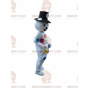 BIGGYMONKEY™ maskottiasu Lumiukko kukilla ja hatulla -