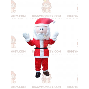 BIGGYMONKEY™ bebaarde kerstman mascottekostuum met rood-witte