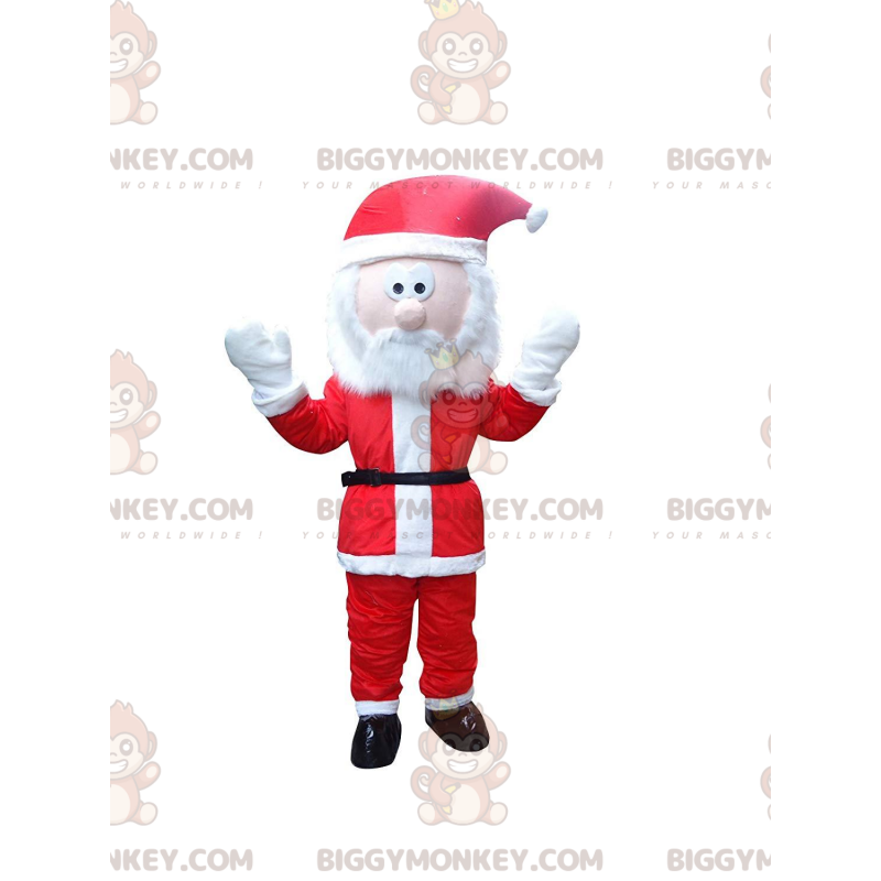 BIGGYMONKEY™ bebaarde kerstman mascottekostuum met rood-witte