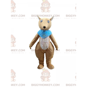 Kostium maskotki BIGGYMONKEY™ Brązowo-biały kangur z niebieską