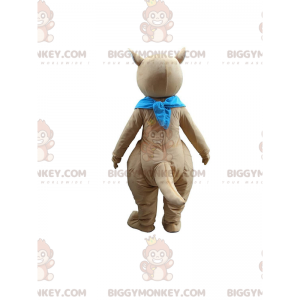 Kostým maskota BIGGYMONKEY™ Hnědobílý klokan s modrým šátkem –