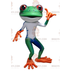Costume de mascotte BIGGYMONKEY™ de grenouille verte blanche