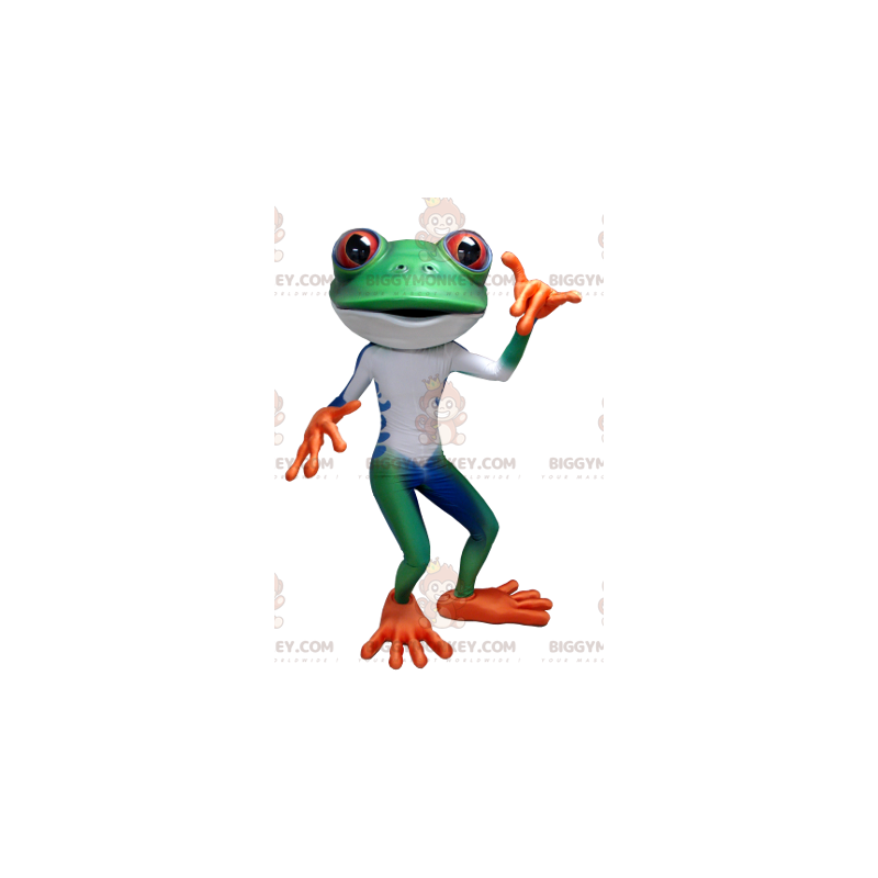 Costume de mascotte BIGGYMONKEY™ de grenouille verte blanche