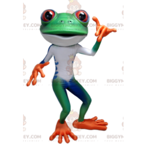 Blue White Orange Green Frog BIGGYMONKEY™ Mascot Costume -