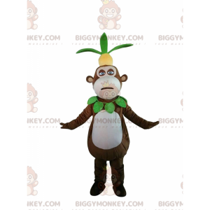 Traje de mascote BIGGYMONKEY™ de macaco com abacaxi na cabeça